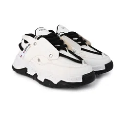 Qismat Men White & Black Lack-Up Sneakers-picture-56
