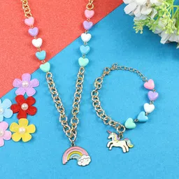 Asthetika Kids Girls Unicorn Rainbow Charm Jewellery Set-35