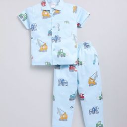 NAUTI KIDZ Boys Printed Pure Cotton Shirt Collar Night suit-picture-21