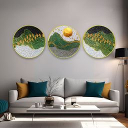 The Castle Decor 3 Piece Green & White Wooden Wall Art-image-63