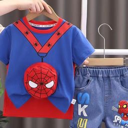 YK Boys Spider-Man Printed Short Sleeves T-Shirt & Shorts-16