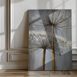 Eurotex Grey & Beige Canvas Floral and Botanical Wall Paintings-13