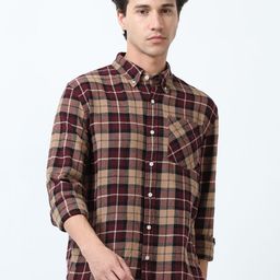 Espanshe Men Tartan Checked Button-Down Collar Pure Cotton Casual Shirt-image-58