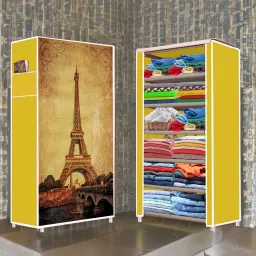 6 Shelf Eiffel Tower Printed PP Collapsible Wardrobe-27