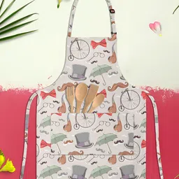 ArtzFolio Off White & Grey Printed Cotton Aprons-33