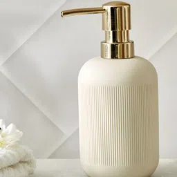 Home Centre Opulence Eddie Off White & Gold Toned Soap Dispenser 310ml-image-80