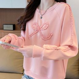 bebe Women Solid Cotton Bow Applique Sweatshirt-picture-28