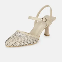 Marc Loire Textured Pointed Toe Kitten Pumps With Backstrap image 4