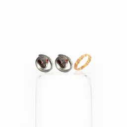 Dynamic Retail Global Set of 3 Ring for Men, Silver-Multicolor Alloy Ring ()-picture-1