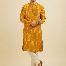 Manyavar Men Bandhani Printed Regular Mirror Work Kurta with Pyjamas-picture-14
