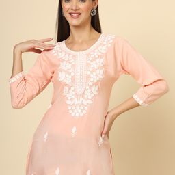 HERE&NOW Women Floral Embroidered Thread Work Thread Work Kurti-image-102