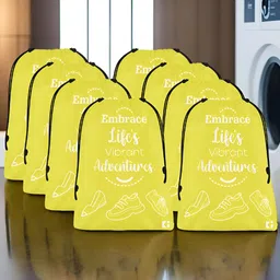 Aura Yellow & White 8 Pieces Printed Foldable Water Resistant Multi-Utility Laundry Bags-picture-12