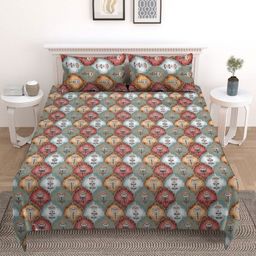 Nivasam Blue & Brown Ethnic Motifs Printed 200 TC Double King Bedsheet Set-2.54 m X 2.28 m-image-72