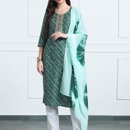 Moda Rapido Women Bandhani Printed Regular Kurta with Trousers & With Dupatta-picture-14