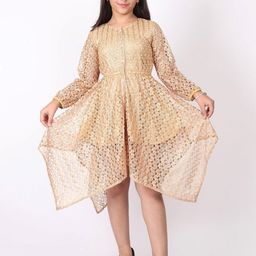 SILK SPARROW Girls Lace Fit & Flare Midi Dress-image-50