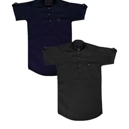 OJ TREND Kids-Boys Navy Blue Kurtas-picture-44