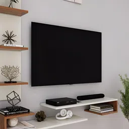 homeeasy Brown & White Engineered Wooden TU-5 Wall-Mounted TV Entertainment Unit-image-10