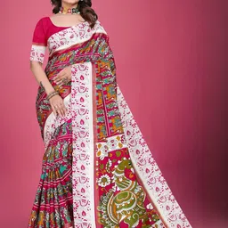 VS MALL Kalamkari Silk Cotton Banarasi Saree-image-56