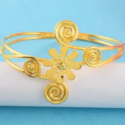 MEMOIR Brass Gold plated Floral Adjustable size Cuff Kada bracelet-picture-42