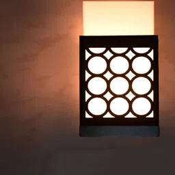 Gojeeva Black & White Textured Wooden Square Shaped Wall Lamp-1