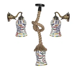 Somil Indore Decorative Lamp Combo of Matching Elaphent Shape Wall Lamp & Ceiling Lamp, Multi Compatible with LED, Size: 19 X 19 X 23 Cm, Pack of 3.-image-101