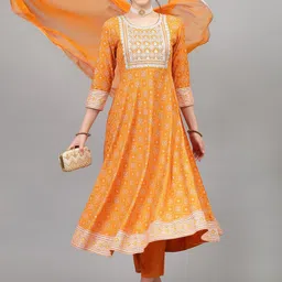 Khushal K Ethnic Motifs Printed Kurta With Palazzos & Dupatta-48