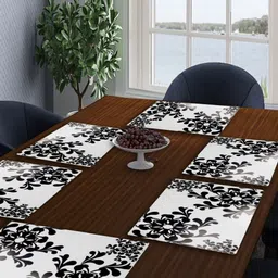Aura 6Pcs White & Black Printed Heat-Resistant Table Placemats-14