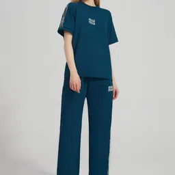 Stem Rope Printed Round Neck T-Shirt With Trousers-picture-31