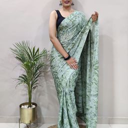 KAYOMMI Floral Printed Pure Georgette Ready to Wear Saree-image-19