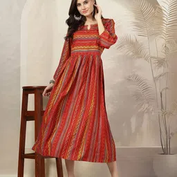 Nayam By Lakshita Striped A-Line Midi Dress-image-20
