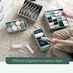 Aura Grey Set of 6 Reusable Drawer Organiser Organisers image 4
