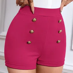 Stylecast X Slyck Solid Pattern High-Rise Regular Fit Slip-On Shorts image 5