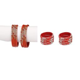 1ST TIME Women Pack Of 16 Artificial Stones & Beads Hand Decorated Glass Bangles-picture-29