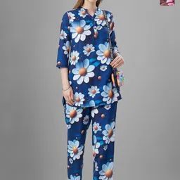 TITTLI Pack Of 2 Printed Mandarin Collar Relaxed Fit Tunic With Trousers Co-Ords-picture-9