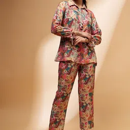 all about you Floral Printed Shirt Collar Top With Trousers Co-Ords-picture-9