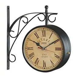 Nutts Black & Brown Analogue Metal Round Vintage Wall Clock-picture-10