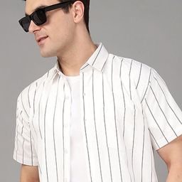 Hancock Men Slim Fit Opaque Striped Casual Shirt-picture-18