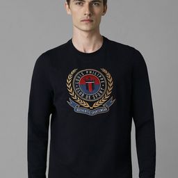 Louis Philippe Sport Graphic Embroidered Pullover Cotton Sweatshirt-picture-8