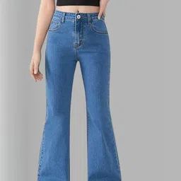 ADBUCKS Girls Bootcut High-Rise Light Fade Stretchable Cotton Jeans-picture-36