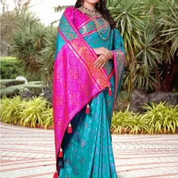 jayant creation Blue Silk Blend Patola Sarees-picture-42