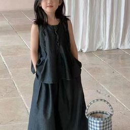 LULU & SKY Girls Pure Cotton Top With Wide Leg Pants-image-12