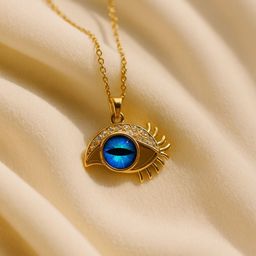 RaasRani Women Bold Blue Evil Eye Pendant Neckpiece-picture-0