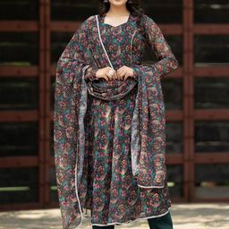 ASPORA Women Floral Printed Empire Gotta Patti Kurta with Trousers & With Dupatta-picture-28