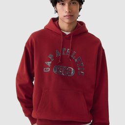 GAP Men Brand Logo Printed Hooded Straight Pullover Sweatshirt-image-85