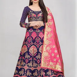 Mr Y Silk Semi-Stitched Lehenga & Unstitched Blouse With Dupatta-16