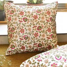 PILOVILO White & Pink Set of 2 Ethnic Motifs Square Cushion Covers-20
