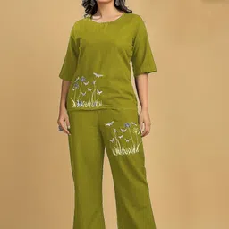 BLUE KART Printed Round Neck Top With Trousers-image-74