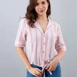 all about you Striped Cotton Shirt Style Top-image-97