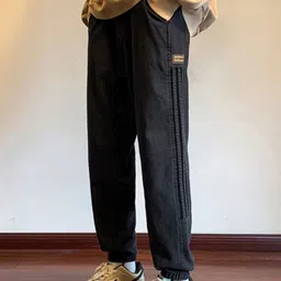 KPOP Men Relaxed Fit Striped Cotton Trousers-picture-49