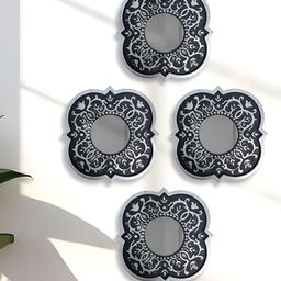 Art Street 4-Pcs Black & Grey Textured Decorative WallMirrors-27